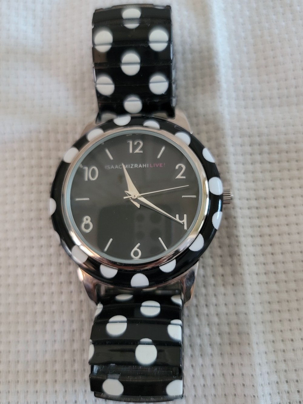 Isaac Mizrahi Live! Black & White Polka Dot Watch